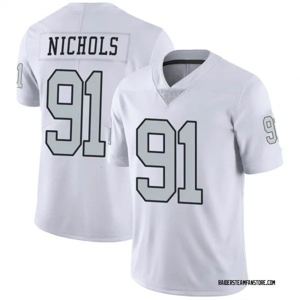 Men's Bilal Nichols Las Vegas Raiders Limited White Color Rush Jersey