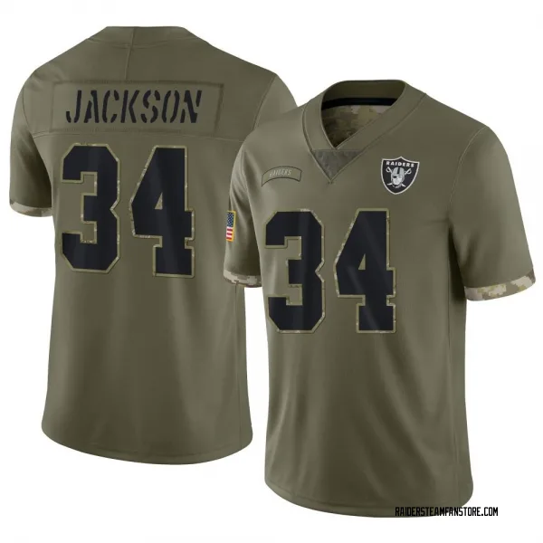 Men's Bo Jackson Las Vegas Raiders Limited Olive 2022 Salute To Service Jersey