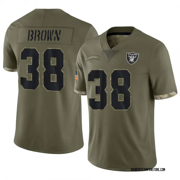 Men's Brittain Brown Las Vegas Raiders Limited Olive 2022 Salute To Service Jersey
