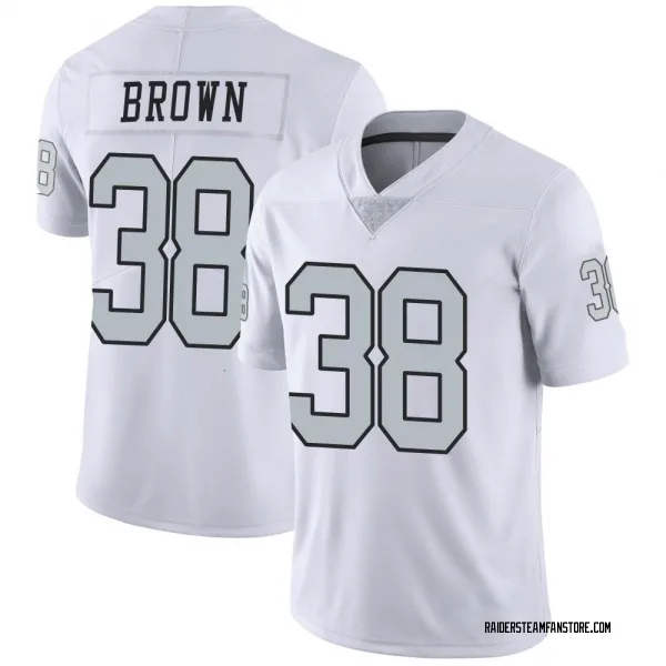 Men's Brittain Brown Las Vegas Raiders Limited White Color Rush Jersey