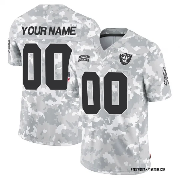 Men's Custom Las Vegas Raiders Limited Arctic Camo 2024 Salute to Service Jersey
