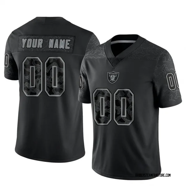 Men's Custom Las Vegas Raiders Limited Black Reflective Jersey