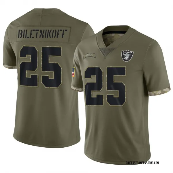Men's Fred Biletnikoff Las Vegas Raiders Limited Olive 2022 Salute To Service Jersey