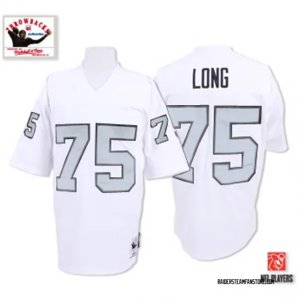 Men's Howie Long Las Vegas Raiders Authentic White Mitchell And Ness Silver No. Jersey