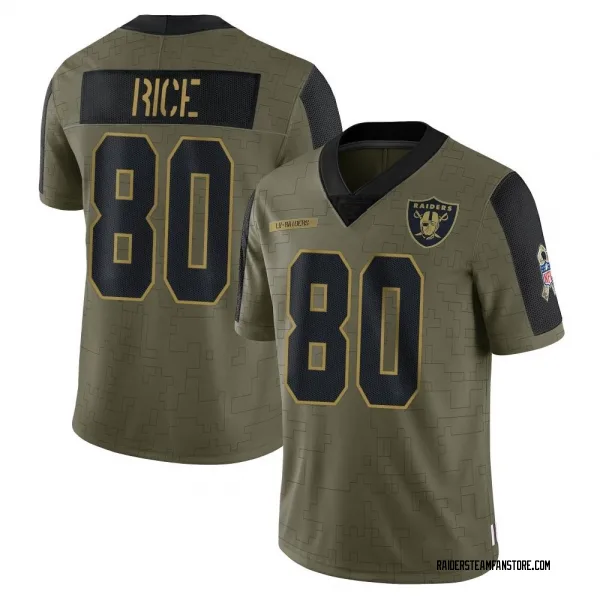 Men's Jerry Rice Las Vegas Raiders Limited Olive 2021 Salute To Service Jersey