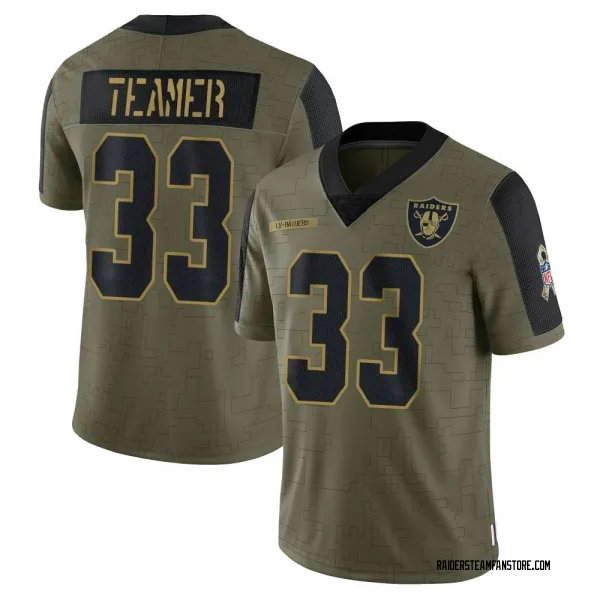 Men's Roderic Teamer Las Vegas Raiders Limited Olive 2021 Salute To Service Jersey