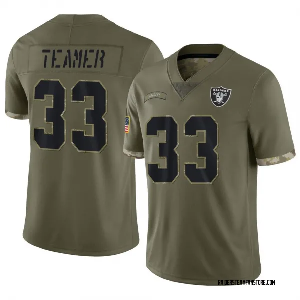 Men's Roderic Teamer Las Vegas Raiders Limited Olive 2022 Salute To Service Jersey