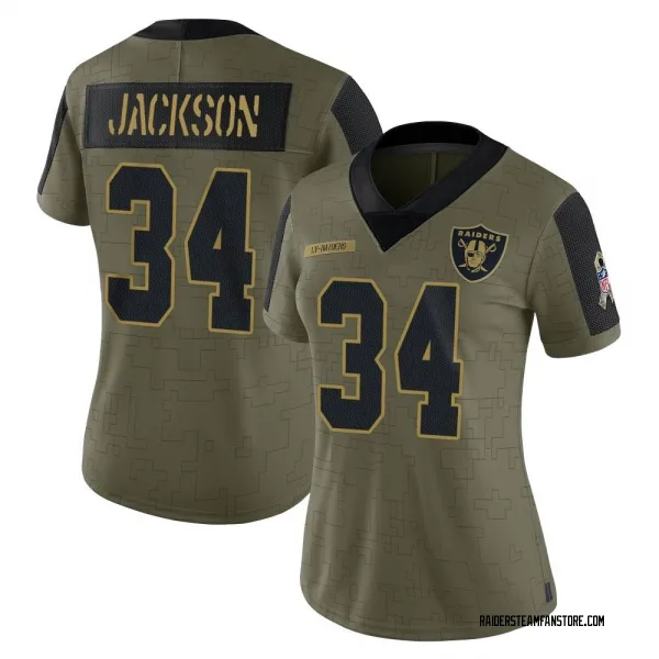 Women's Bo Jackson Las Vegas Raiders Limited Olive 2021 Salute To Service Jersey