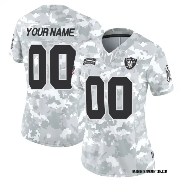 Women's Custom Las Vegas Raiders Limited Arctic Camo 2024 Salute to Service Jersey