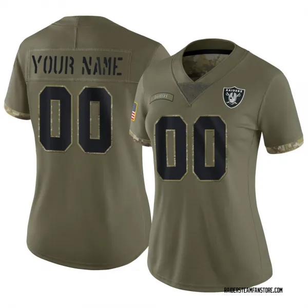 Women's Custom Las Vegas Raiders Limited Olive 2022 Salute To Service Jersey