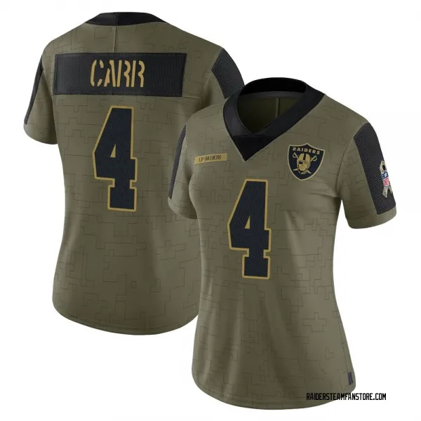 Women's Derek Carr Las Vegas Raiders Limited Olive 2021 Salute To Service Jersey