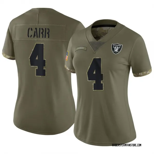 Women's Derek Carr Las Vegas Raiders Limited Olive 2022 Salute To Service Jersey