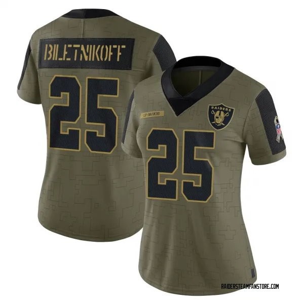 Women's Fred Biletnikoff Las Vegas Raiders Limited Olive 2021 Salute To Service Jersey