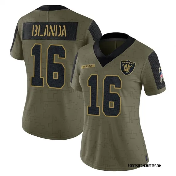 Women's George Blanda Las Vegas Raiders Limited Olive 2021 Salute To Service Jersey