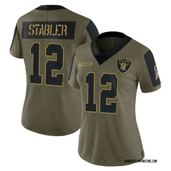 Women's Ken Stabler Las Vegas Raiders Limited Olive 2021 Salute To Service Jersey