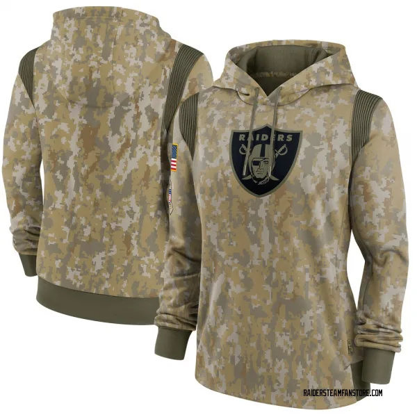 Women's Las Vegas Raiders Olive 2021 Salute To Service Therma Performance Pullover Hoodie
