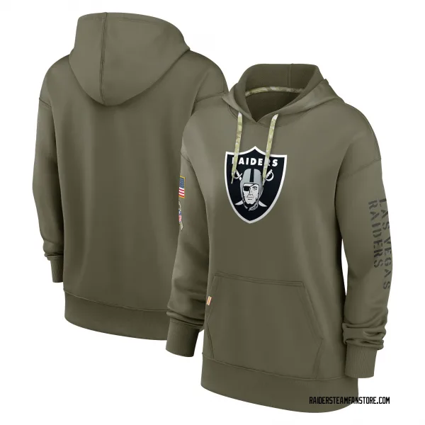 Women's Las Vegas Raiders Olive 2022 Salute To Service Performance Pullover Hoodie