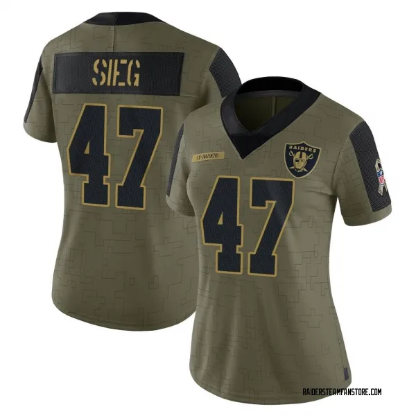 Women's Trent Sieg Las Vegas Raiders Limited Olive 2021 Salute To Service Jersey