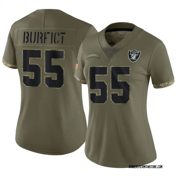Women's Vontaze Burfict Las Vegas Raiders Limited Olive 2022 Salute To Service Jersey