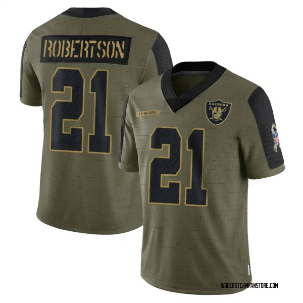 Youth Amik Robertson Las Vegas Raiders Limited Olive 2021 Salute To Service Jersey