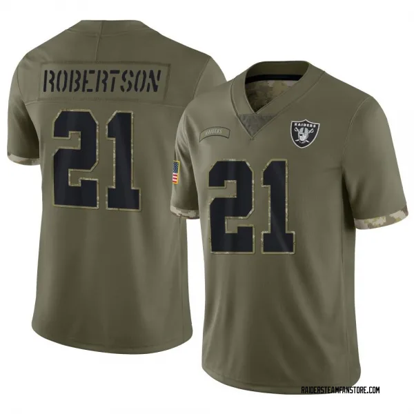 Youth Amik Robertson Las Vegas Raiders Limited Olive 2022 Salute To Service Jersey