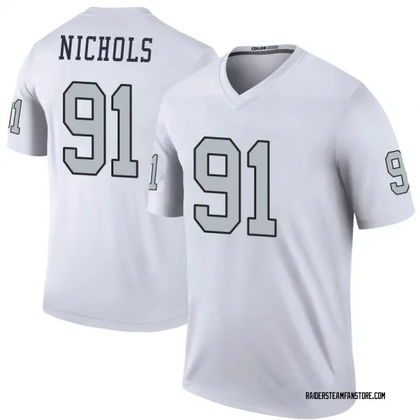 Youth Bilal Nichols Las Vegas Raiders Legend White Color Rush Jersey