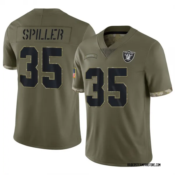 Youth Isaiah Spiller Las Vegas Raiders Limited Olive 2022 Salute To Service Jersey