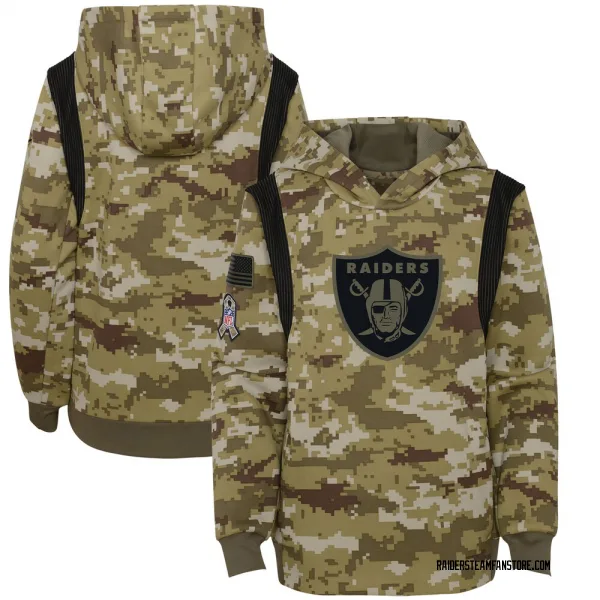 Youth Las Vegas Raiders Olive 2021 Salute To Service Therma Performance Pullover Hoodie