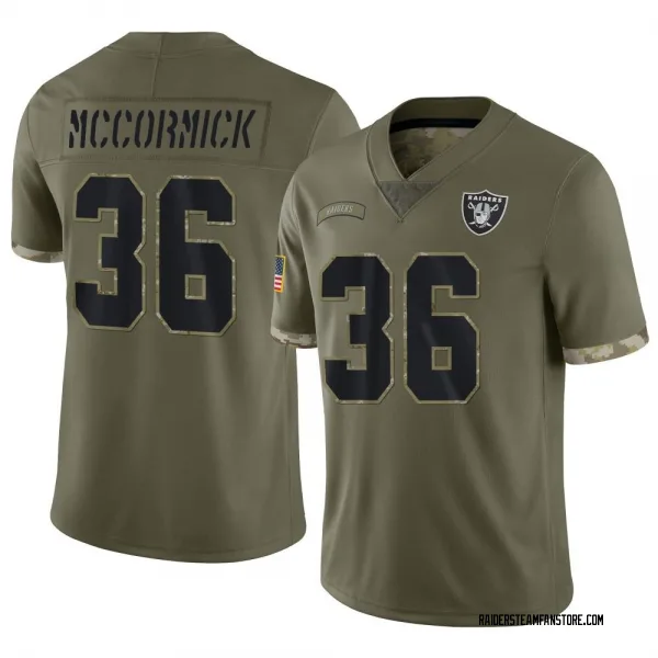Youth Sincere McCormick Las Vegas Raiders Limited Olive 2022 Salute To Service Jersey